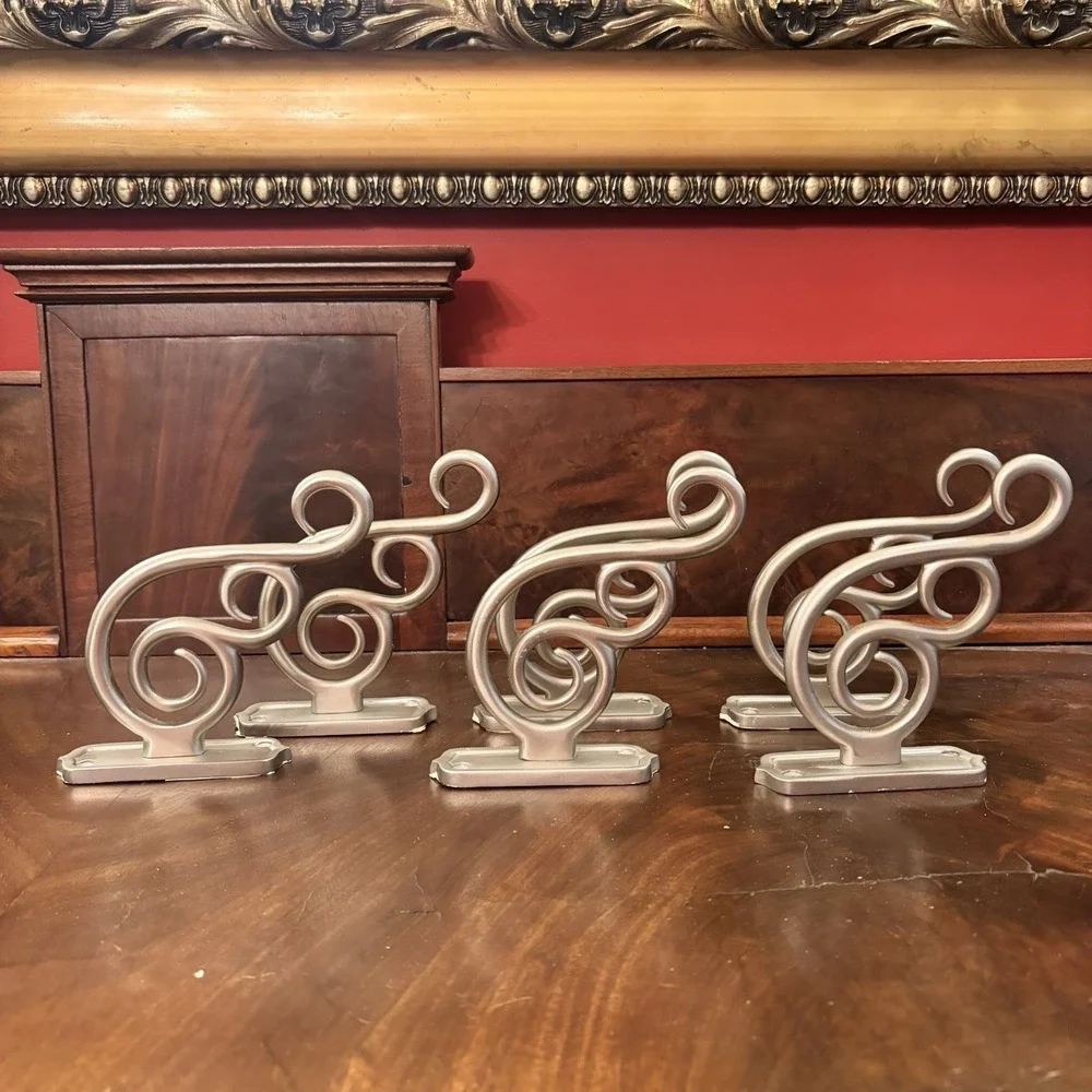 Set of 6 Pottery Barn Swirl Curtain Holdbacks Drapery Window Treatment Hardware